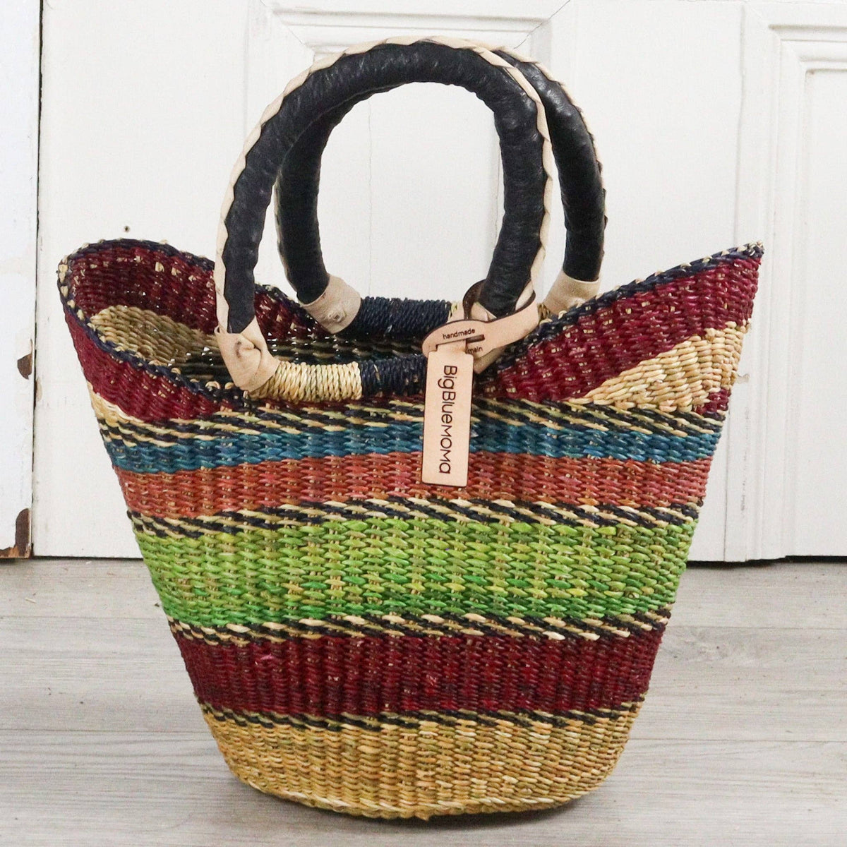 Big Blue Moma - Bolga Basket SMALL U SHOPPER (Variety of Colours)