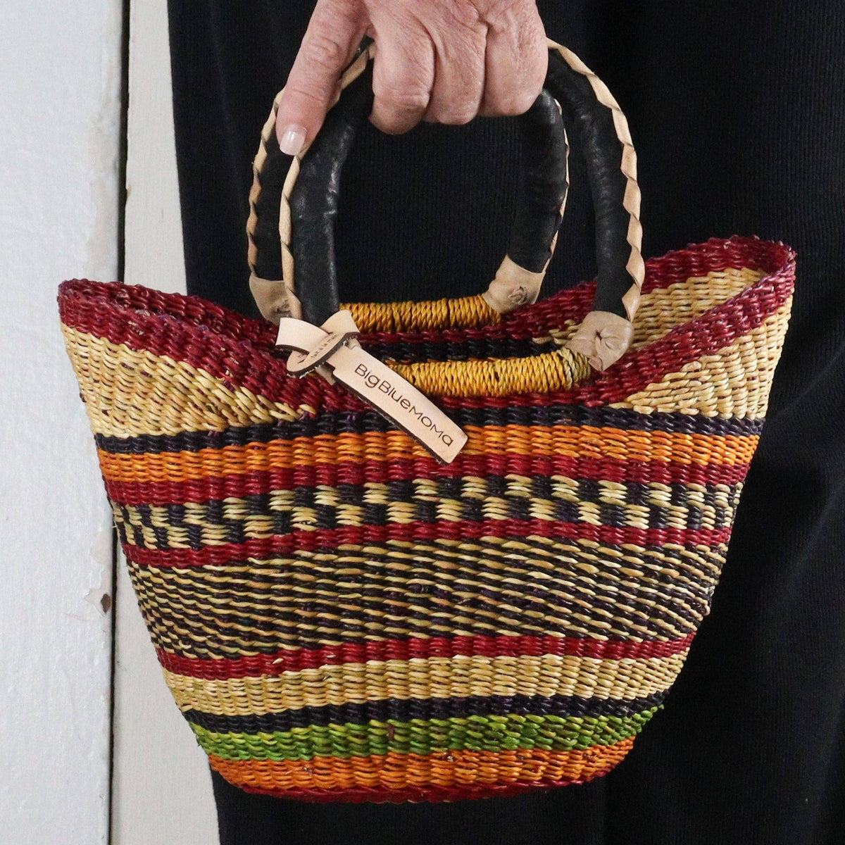 Big Blue Moma - Bolga Basket SMALL U SHOPPER (Variety of Colours)