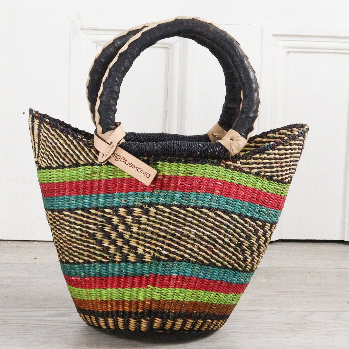 Big Blue Moma - Bolga Basket SMALL U SHOPPER (Variety of Colours)
