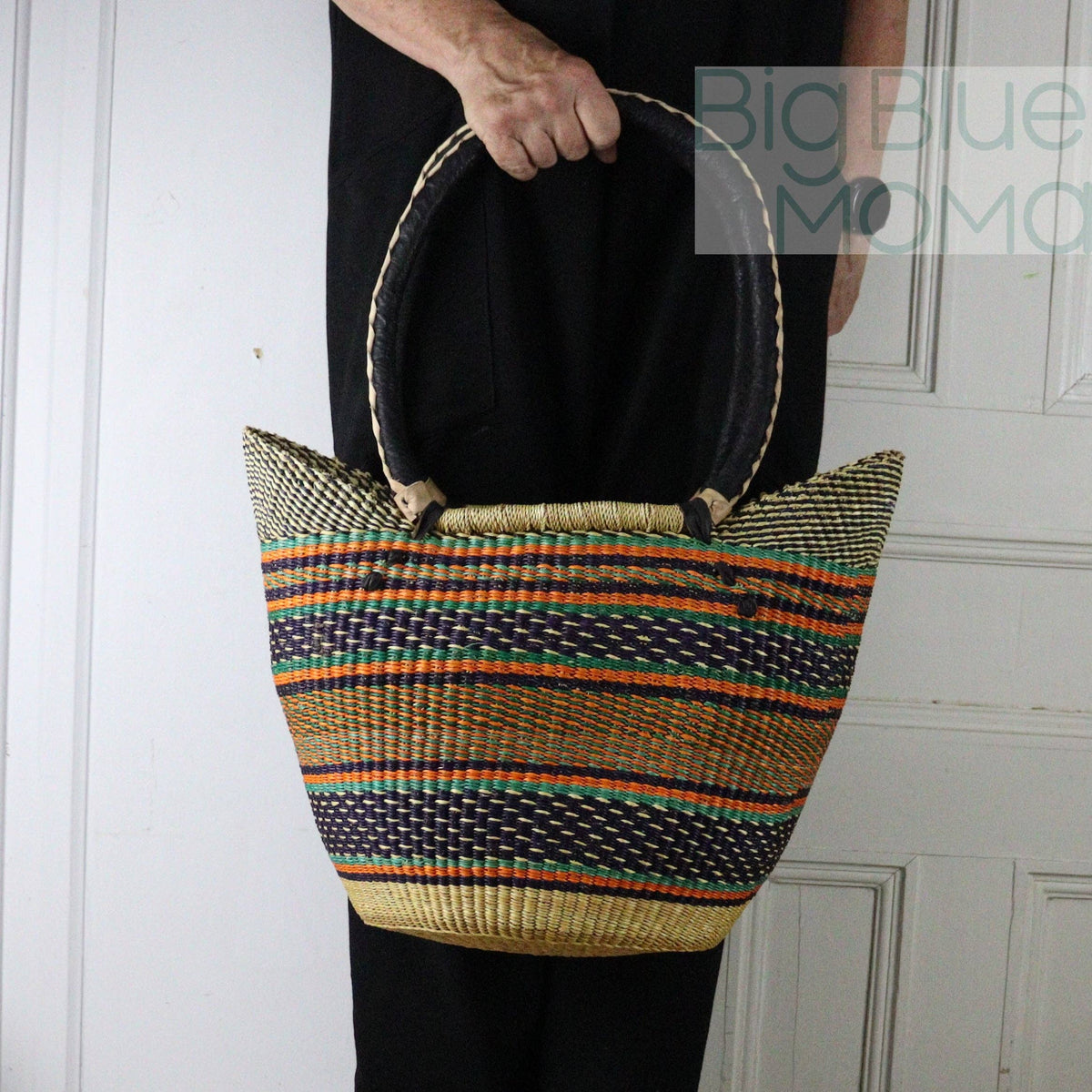 Big Blue Moma - Bolga Basket SHOULDER SHOPPER (Variety of Colours)