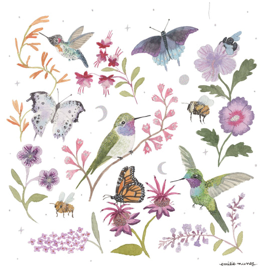 Emilie Nunez - Pollinators Art Print with Iridescent Foil