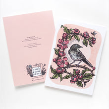 Hawk and Rose - ‘In The Orchard' Linocut Art Card