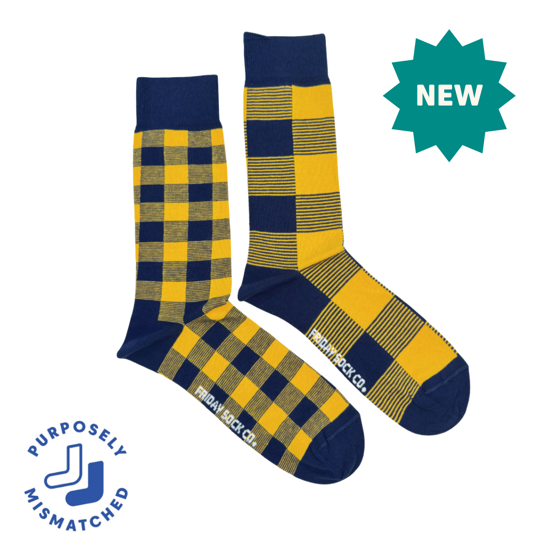 Friday Sock Co. - Men's Modern Plaid Mid-Calf Socks
