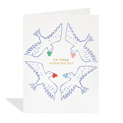 Halfpenny Postage - WEDDING BIRDS Card