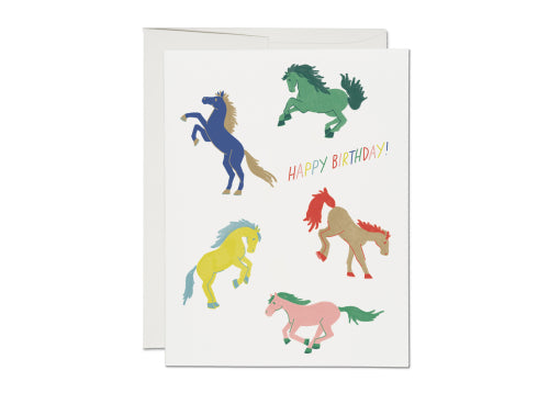 Red Cap Cards - WILD HORSES Birthday Card