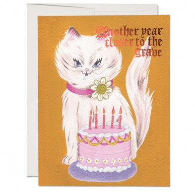 Red Cap Cards - KITTY AND CAKE Foil Birthday Card