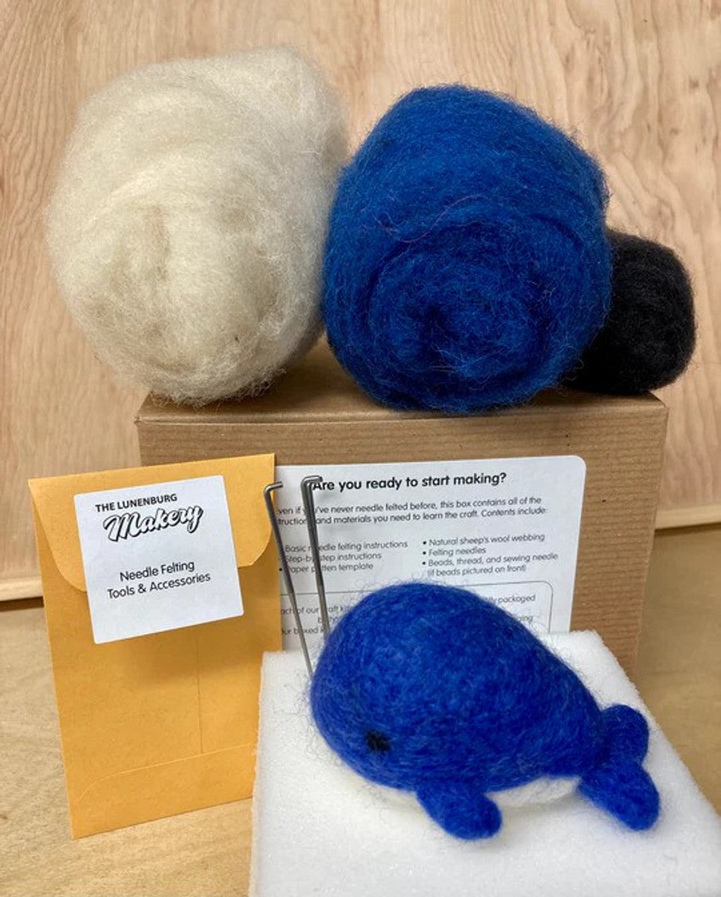 Lunenburg Makery - BLUE WHALE Needle Felting Kit