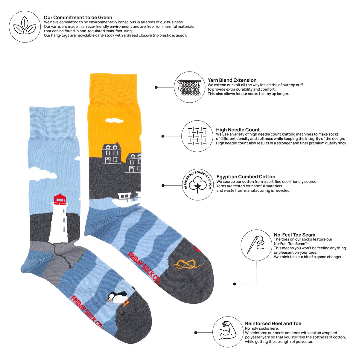 Friday Sock Co. - Men's East Coast Canadian Landscape Mid-Calf Socks