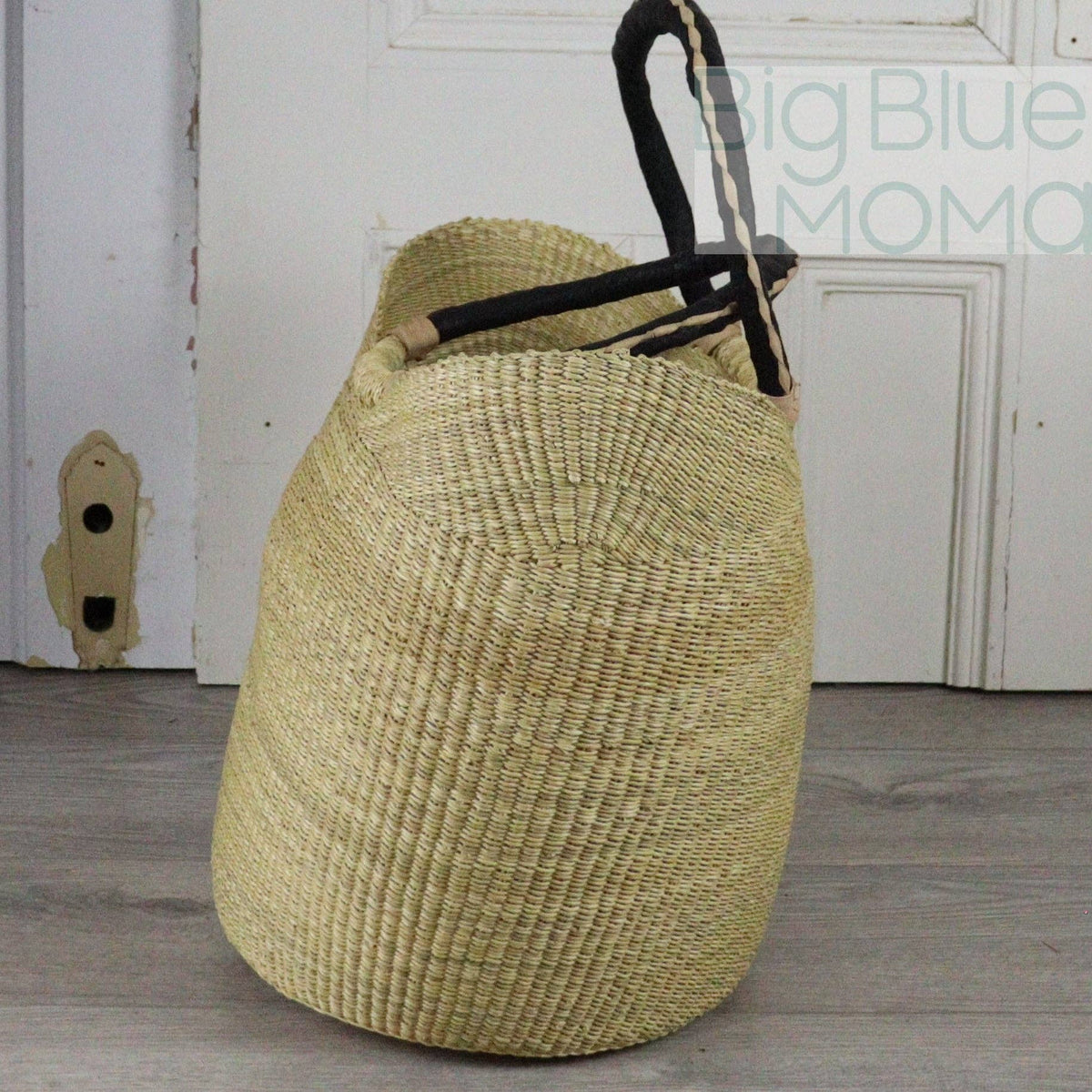 Big Blue Moma - Bolga Basket LARGE U SHOPPER (Natural Palette)