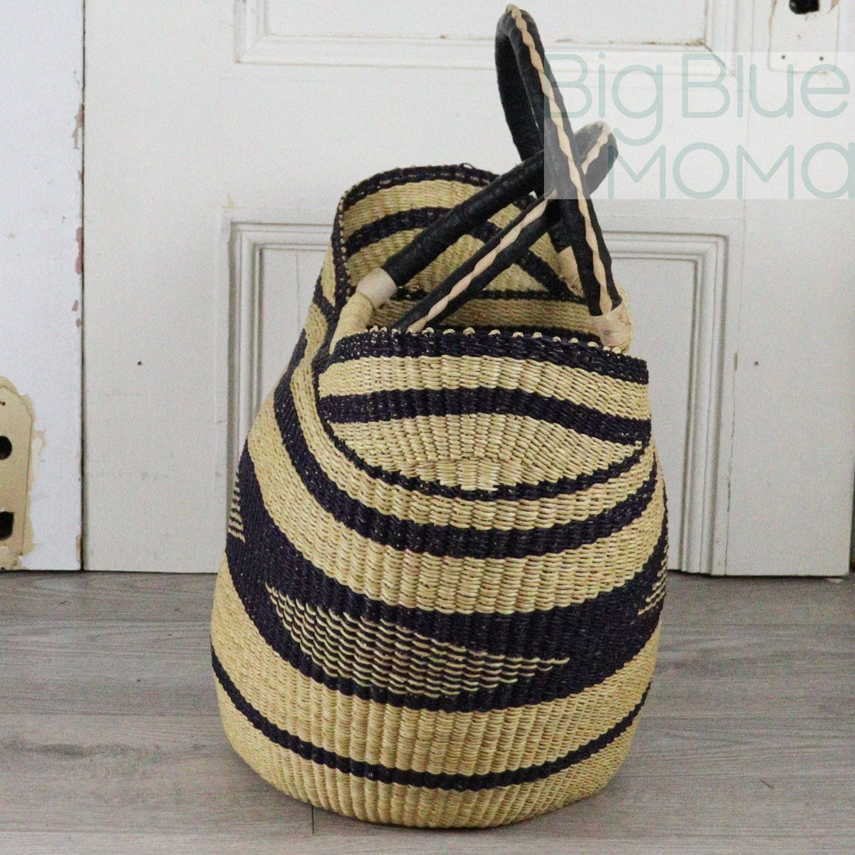 Big Blue Moma - Bolga Basket LARGE U SHOPPER (Natural Palette)