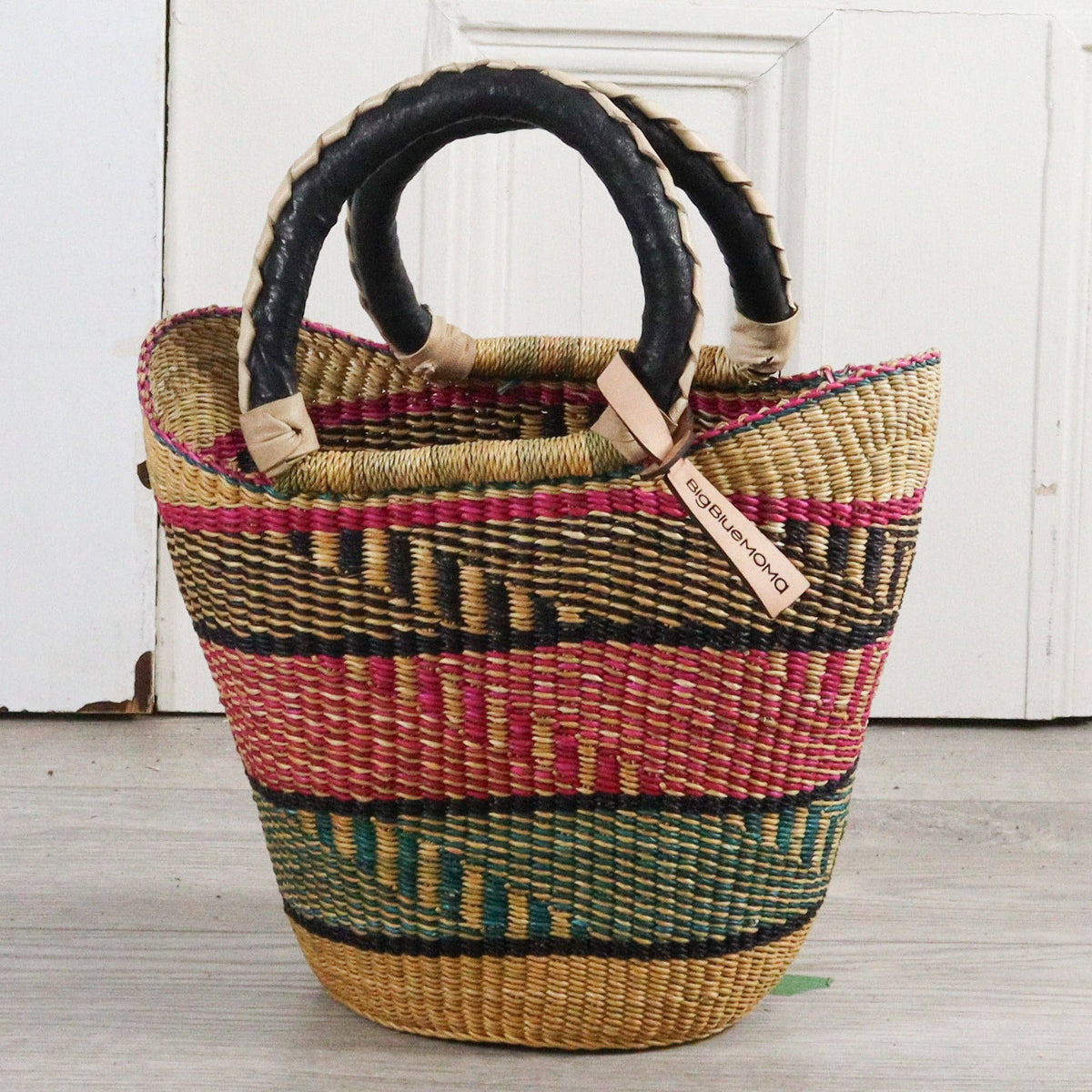 Big Blue Moma - Bolga Basket SMALL U SHOPPER (Variety of Colours)