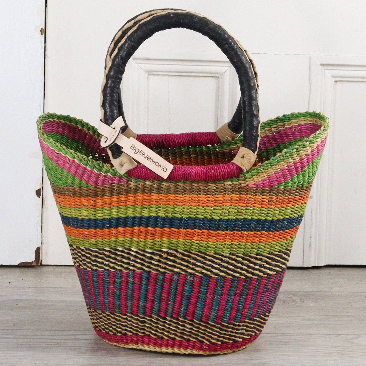 Big Blue Moma - Bolga Basket SMALL U SHOPPER (Variety of Colours)