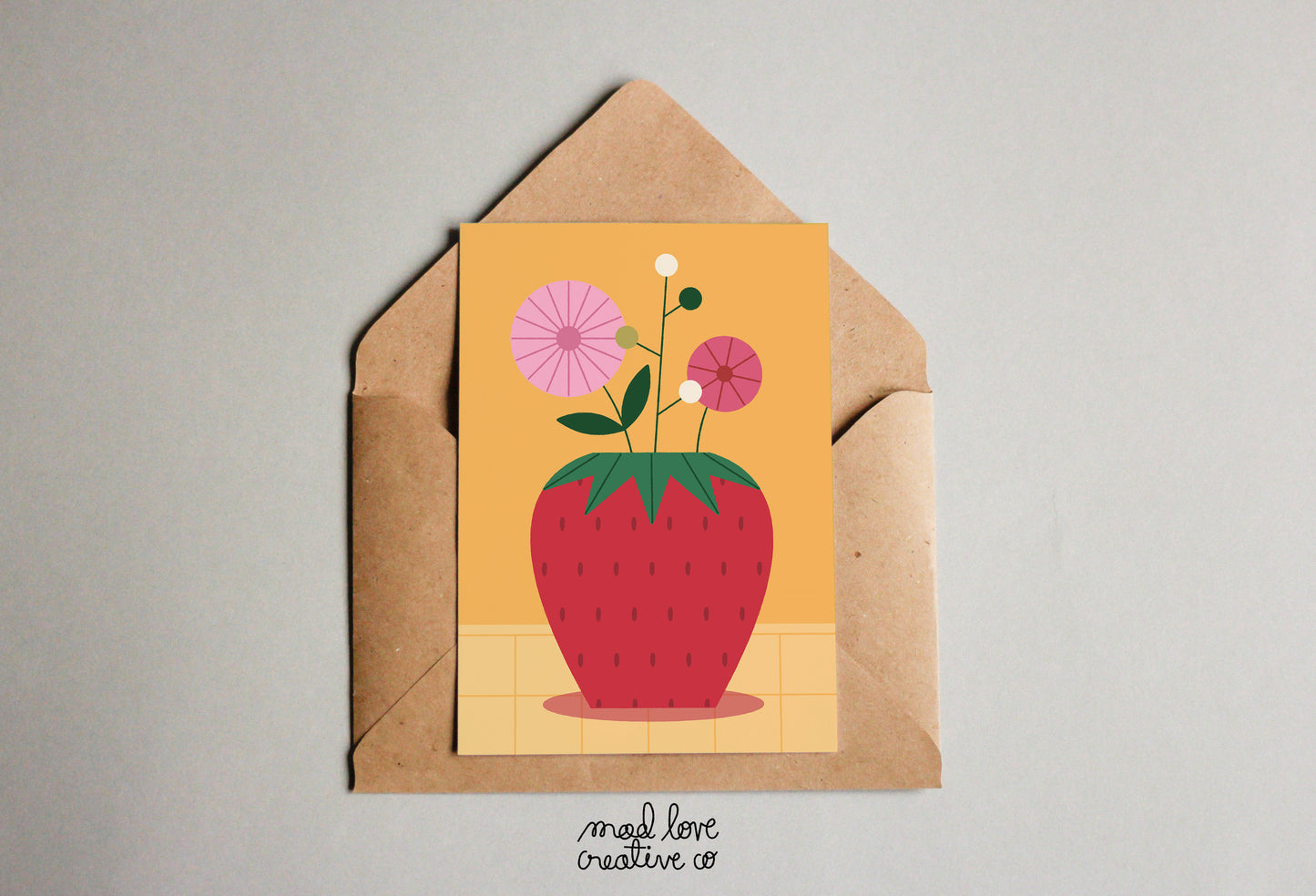 Mad Love Creative Co. - GEO STRAWBERRY Card