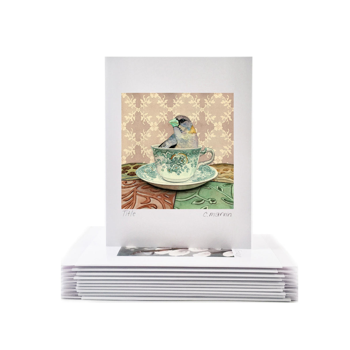 Cori Lee Marvin - GROSBEAK IN A CUP Art Card