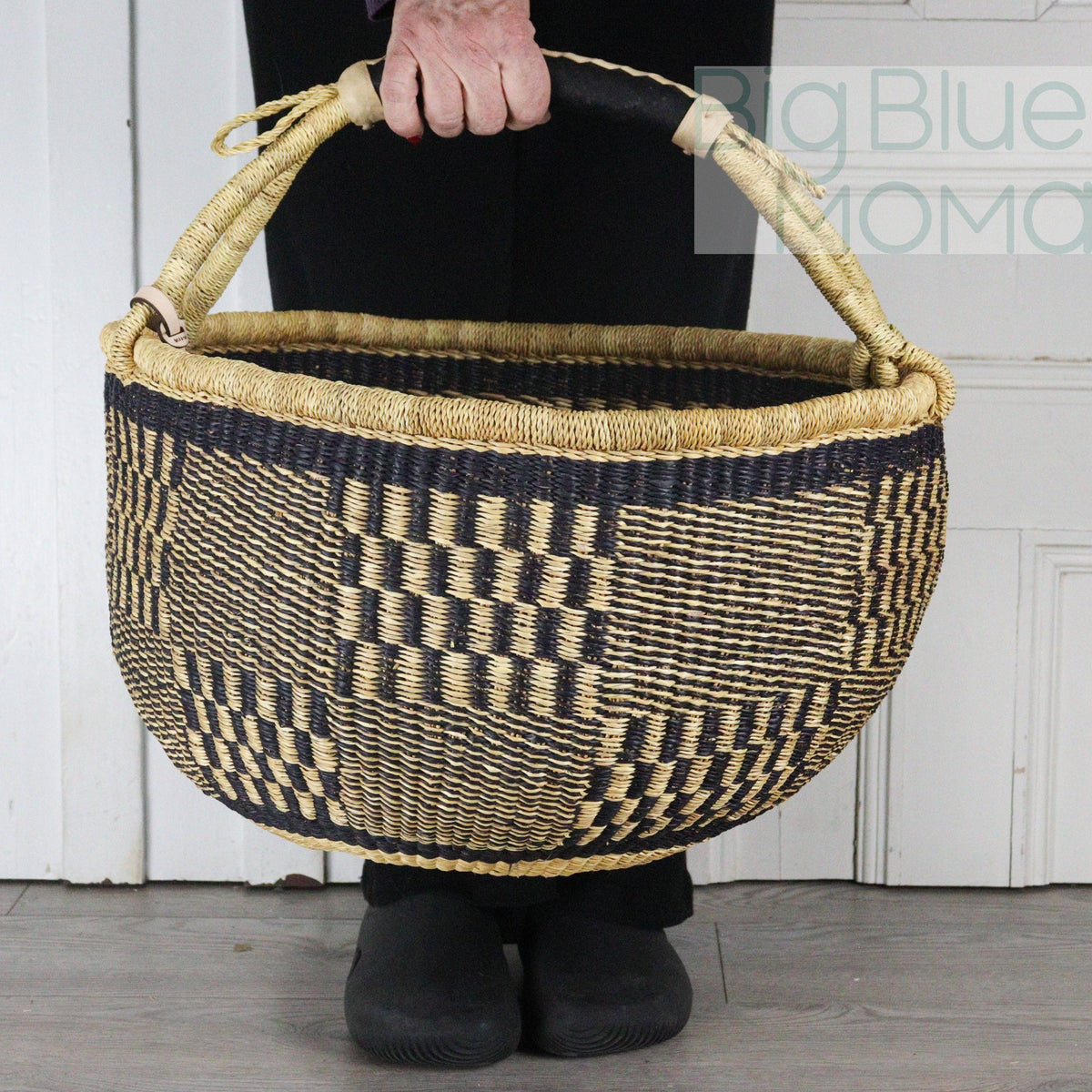 Big Blue Moma - Bolga Basket LARGE ROUND (Natural Palette)
