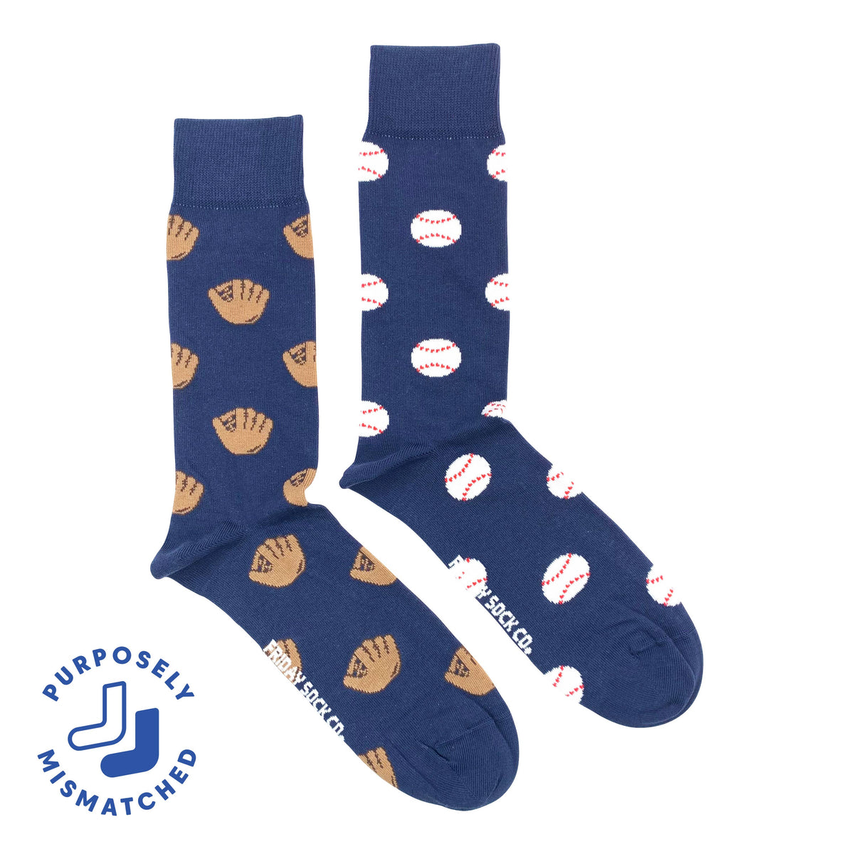 Friday Sock Co. - Men's Baseball Glove & Baseball Mismatched Socks: