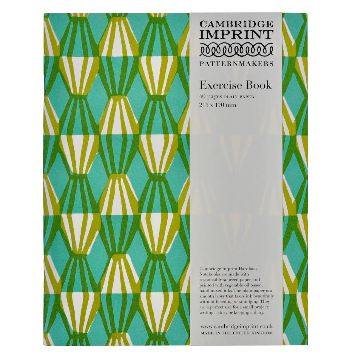 Cambridge Imprint - Exercise Book Threadwork Sap Green and Turquoise