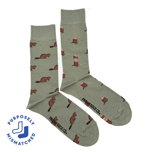 Friday Sock Co. - Men's Beaver & Log Mismatched Socks