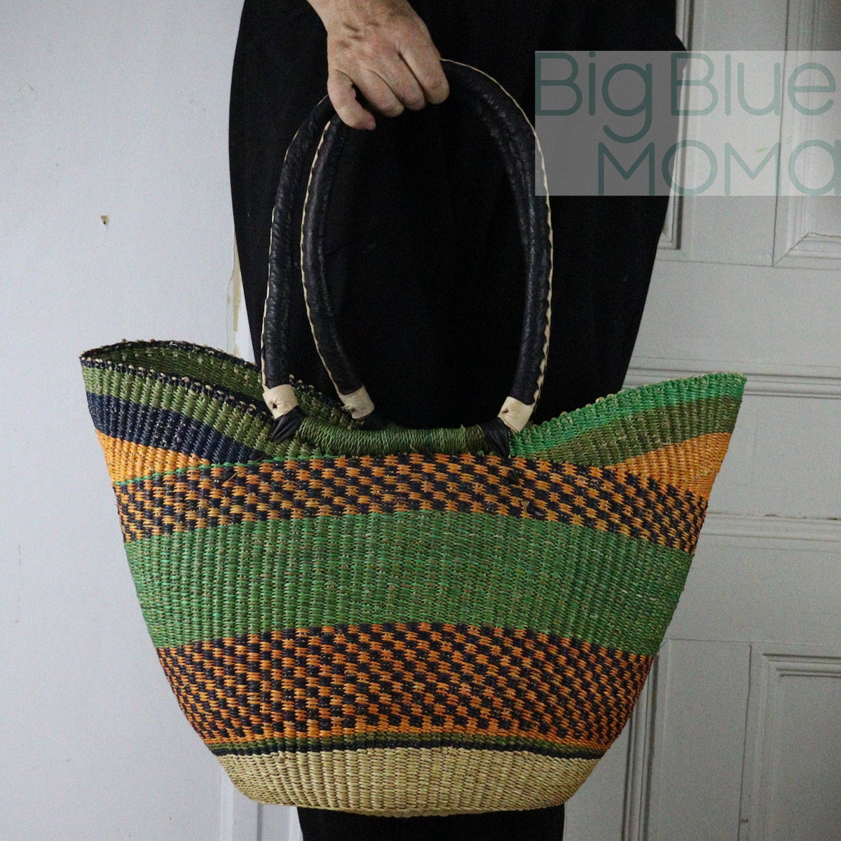 Big Blue Moma - Bolga Basket SHOULDER SHOPPER (Variety of Colours)