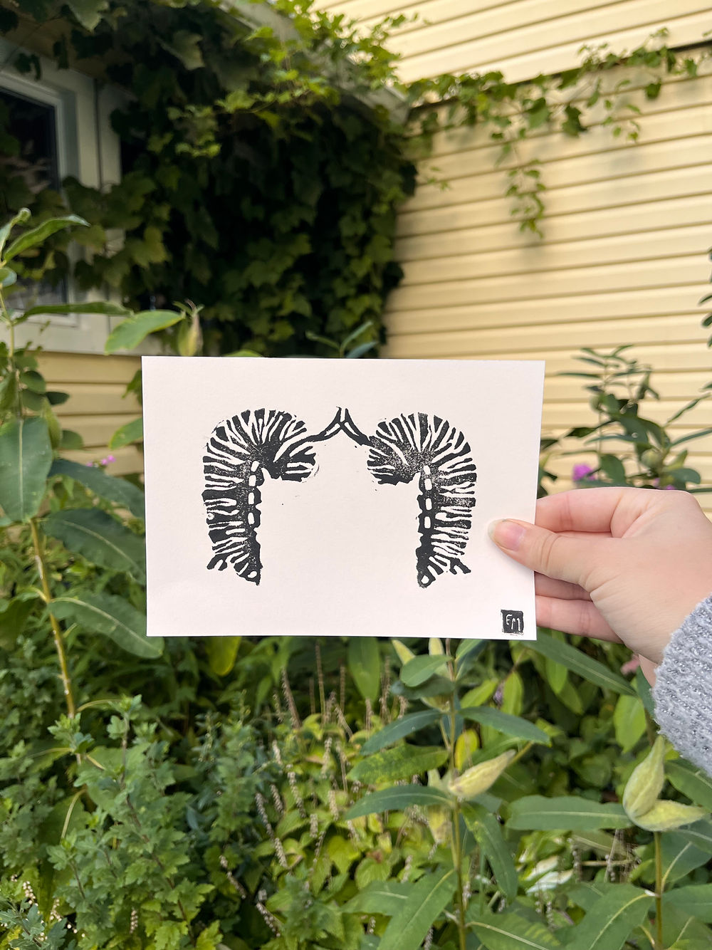 Ella Mollie - CATERPILLAR Linocut Print/Postcard
