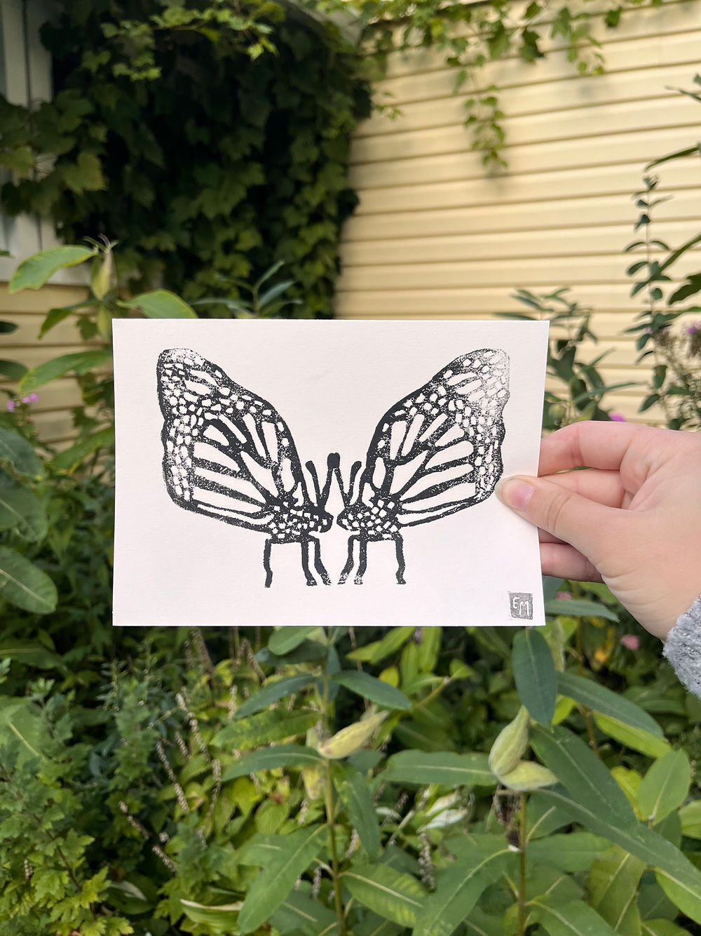 Ella Mollie - MONARCH Linocut Print/Postcard