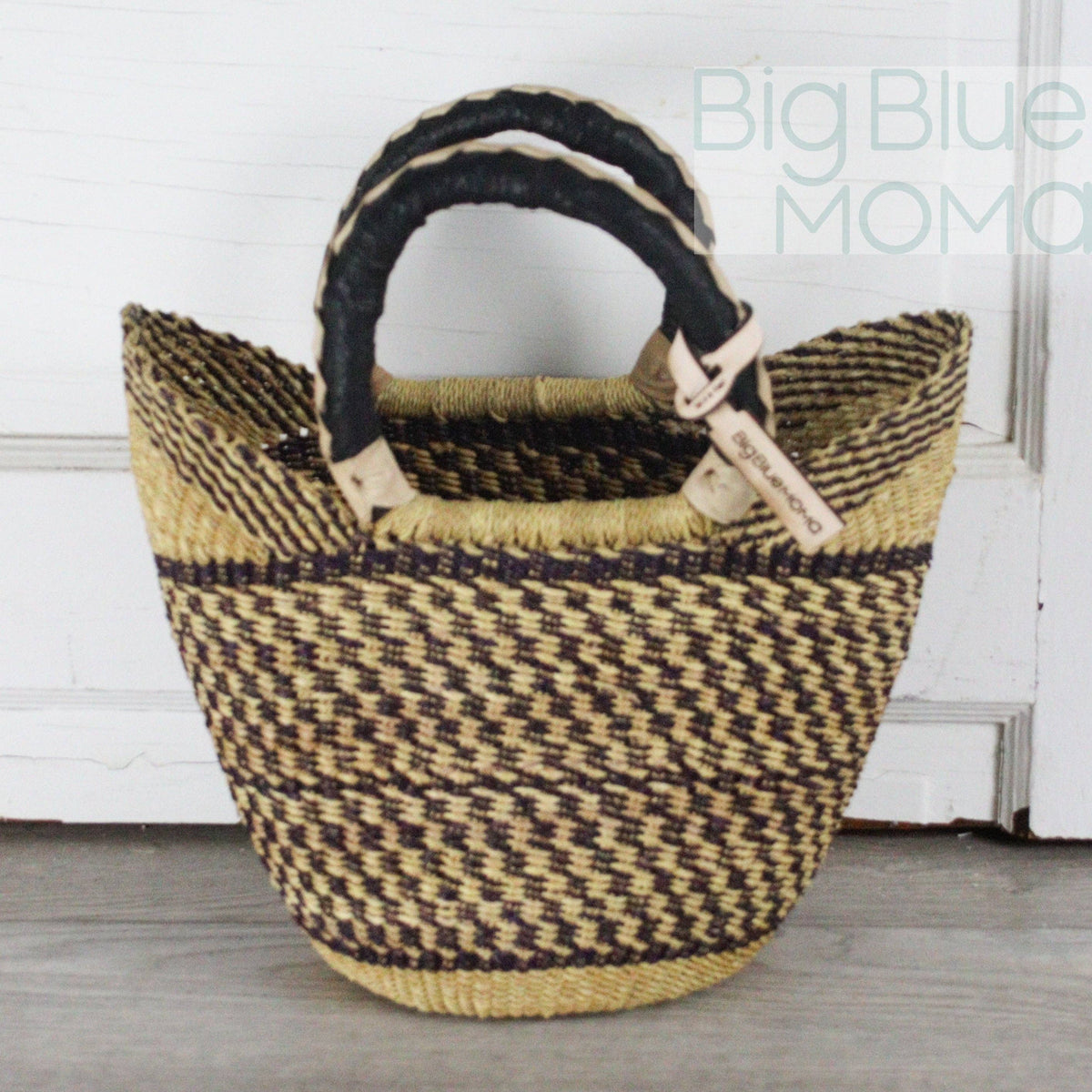 Big Blue Moma - Bolga Basket SMALL U SHOPPER (Natural Palette)