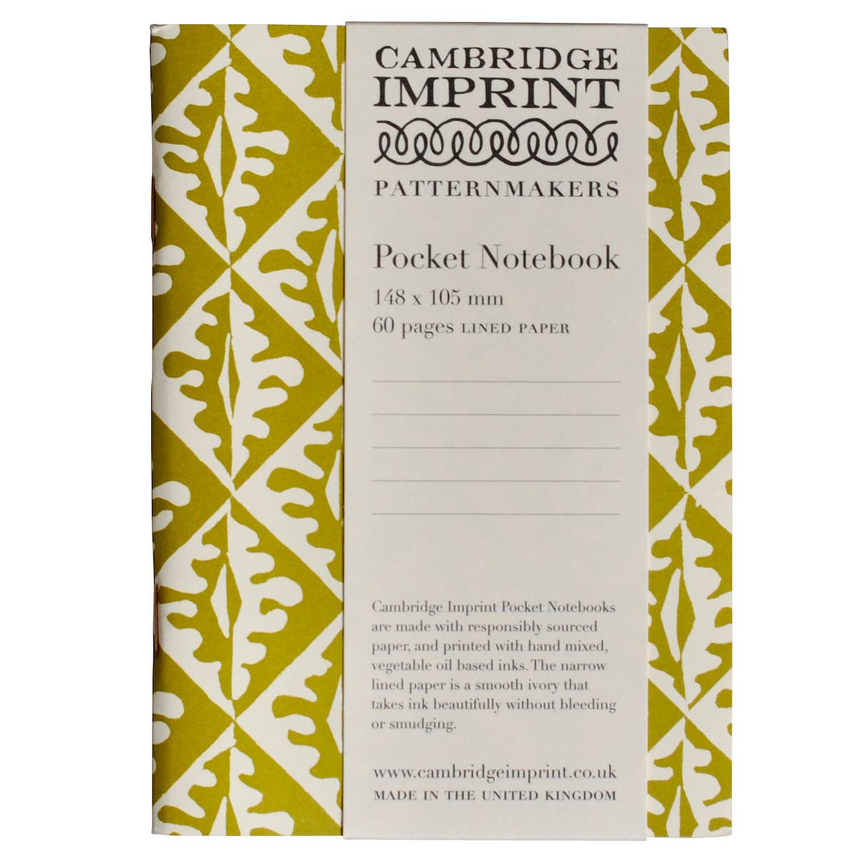 Cambridge Imprint - POCKET NOTEBOOK Oak Leaves Sap Green
