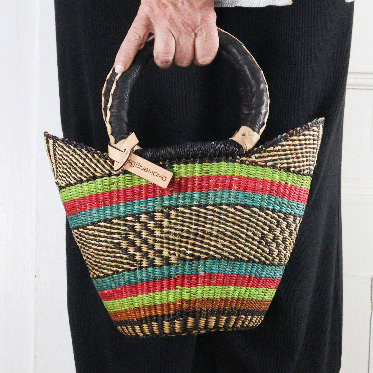Big Blue Moma - Bolga Basket SMALL U SHOPPER (Variety of Colours)
