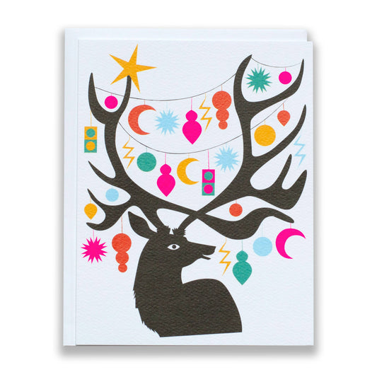 Banquet Workshop - Deer with Antlers and Ornaments Note Card