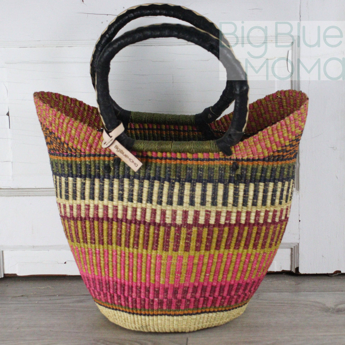 Big Blue Moma - Bolga Basket LARGE U SHOPPER (Variety of Colours)