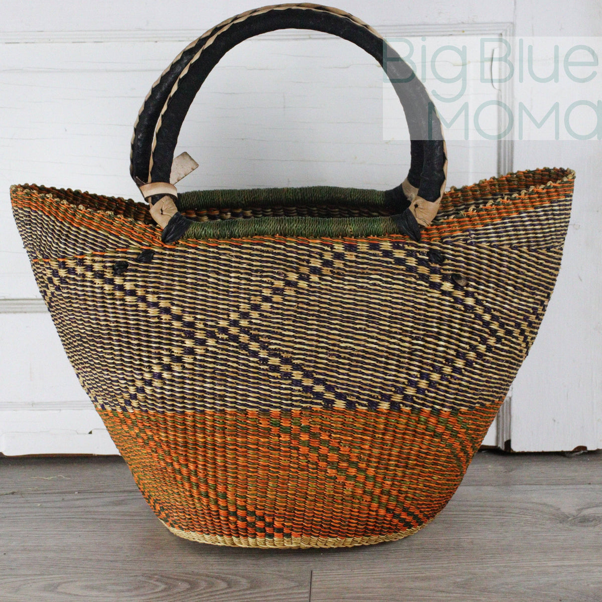Big Blue Moma - Bolga Basket LARGE U SHOPPER (Variety of Colours)