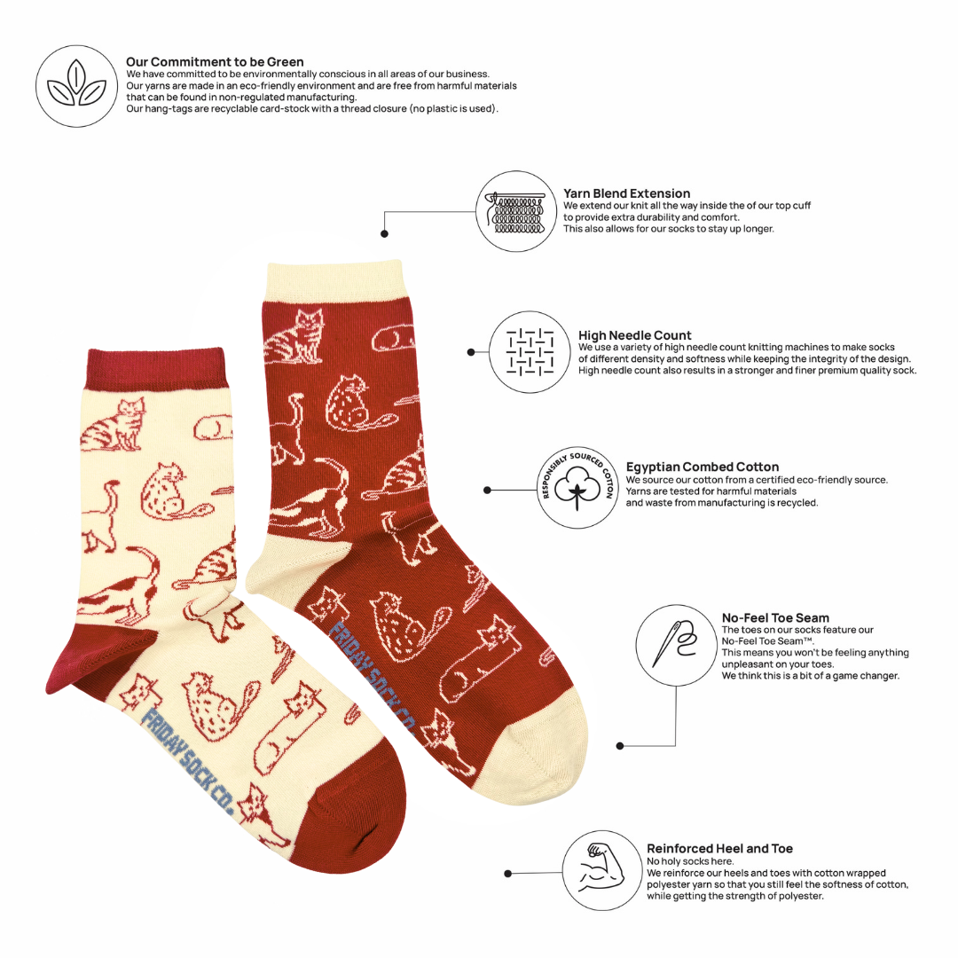 Friday Sock Co. - Women's Cats This Did Good Mismatched Crew Socks