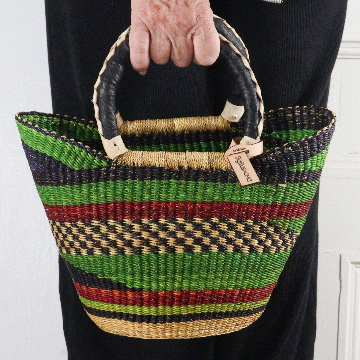 Big Blue Moma - Bolga Basket SMALL U SHOPPER (Variety of Colours)