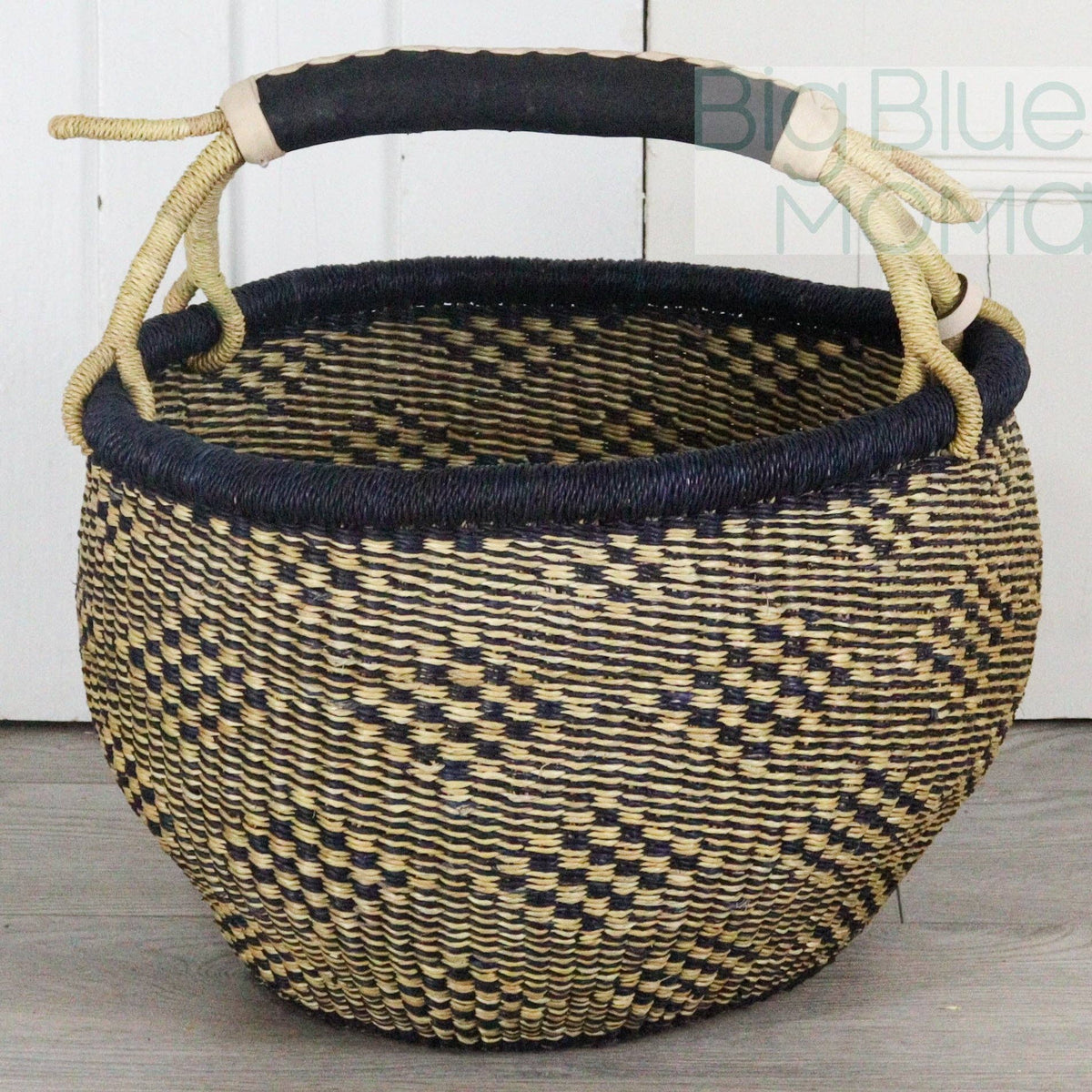 Big Blue Moma - Bolga Basket LARGE ROUND (Natural Palette)