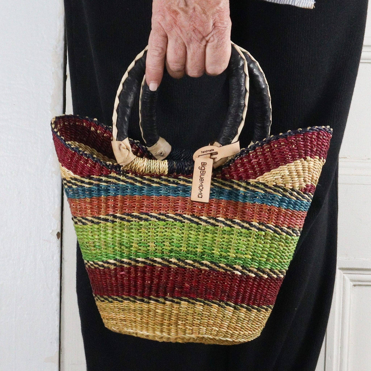 Big Blue Moma - Bolga Basket SMALL U SHOPPER (Variety of Colours)