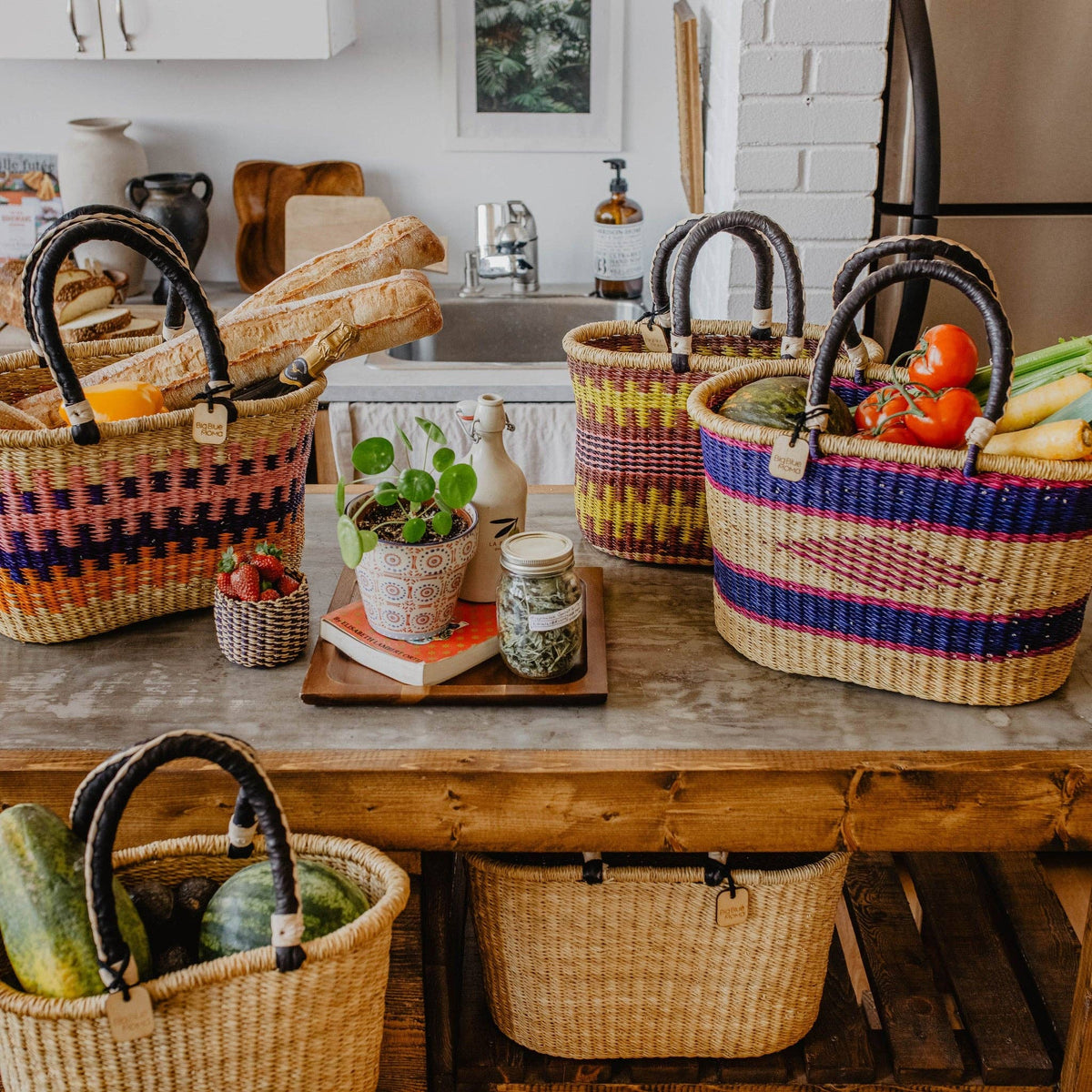 Big Blue Moma - Bolga Basket MEDIUM OVAL (Variety of Colours)