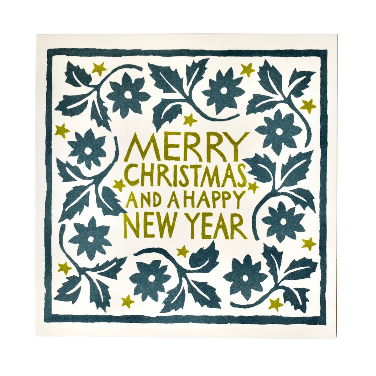 Cambridge Imprint - Smaller Square Card Leaves and Stars Black Forest and Sap