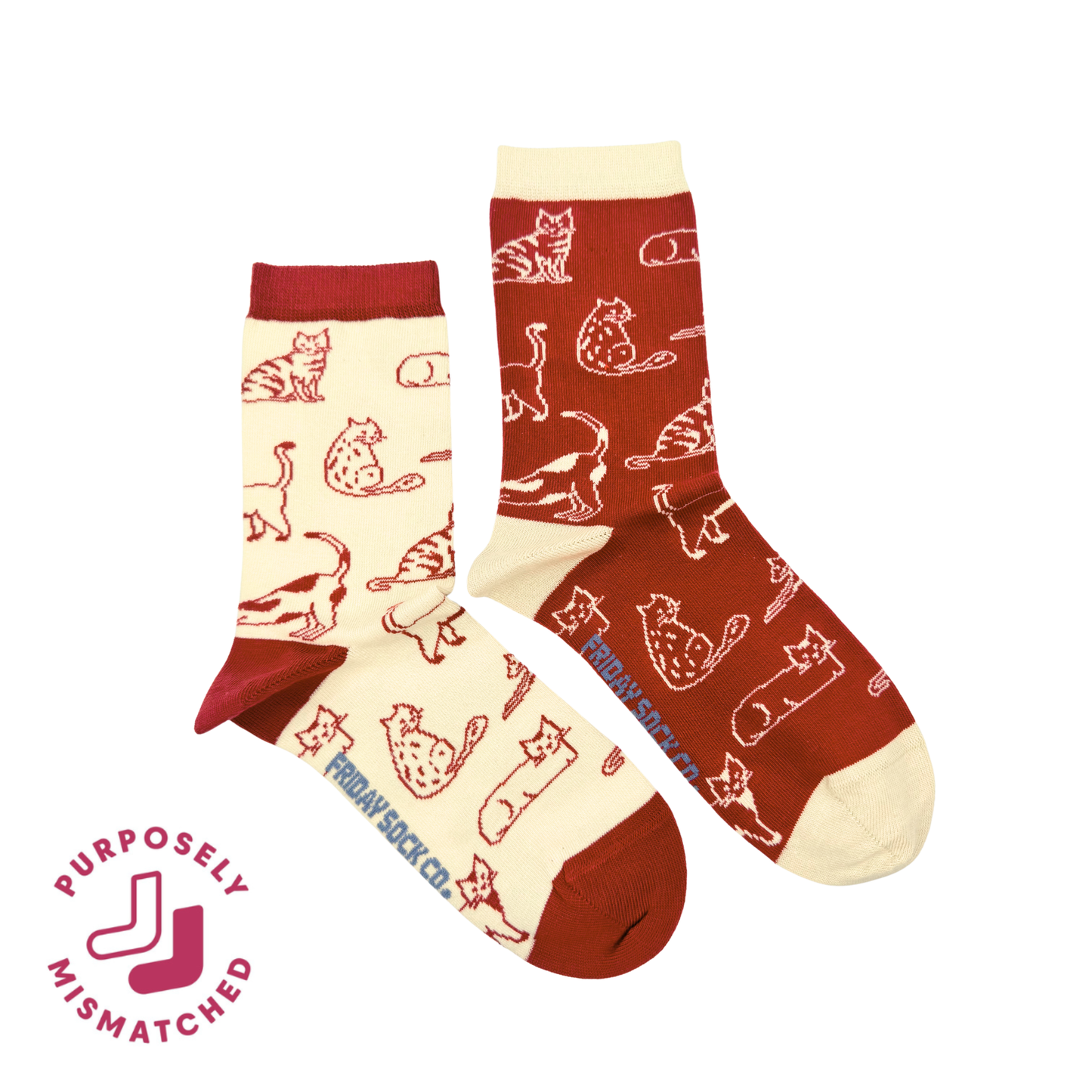 Friday Sock Co. - Women's Cats This Did Good Mismatched Crew Socks