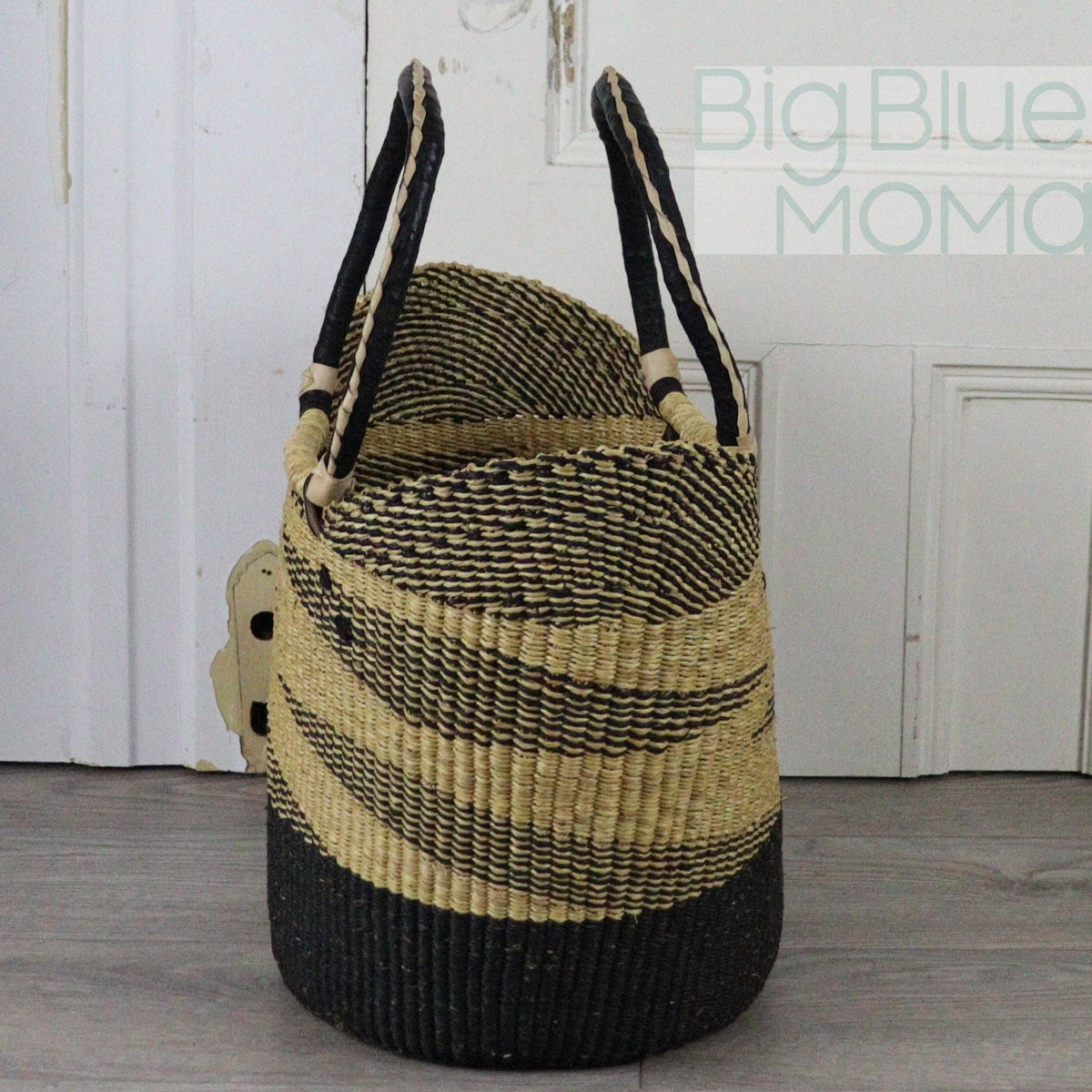 Big Blue Moma - Bolga Basket LARGE U SHOPPER (Natural Palette)