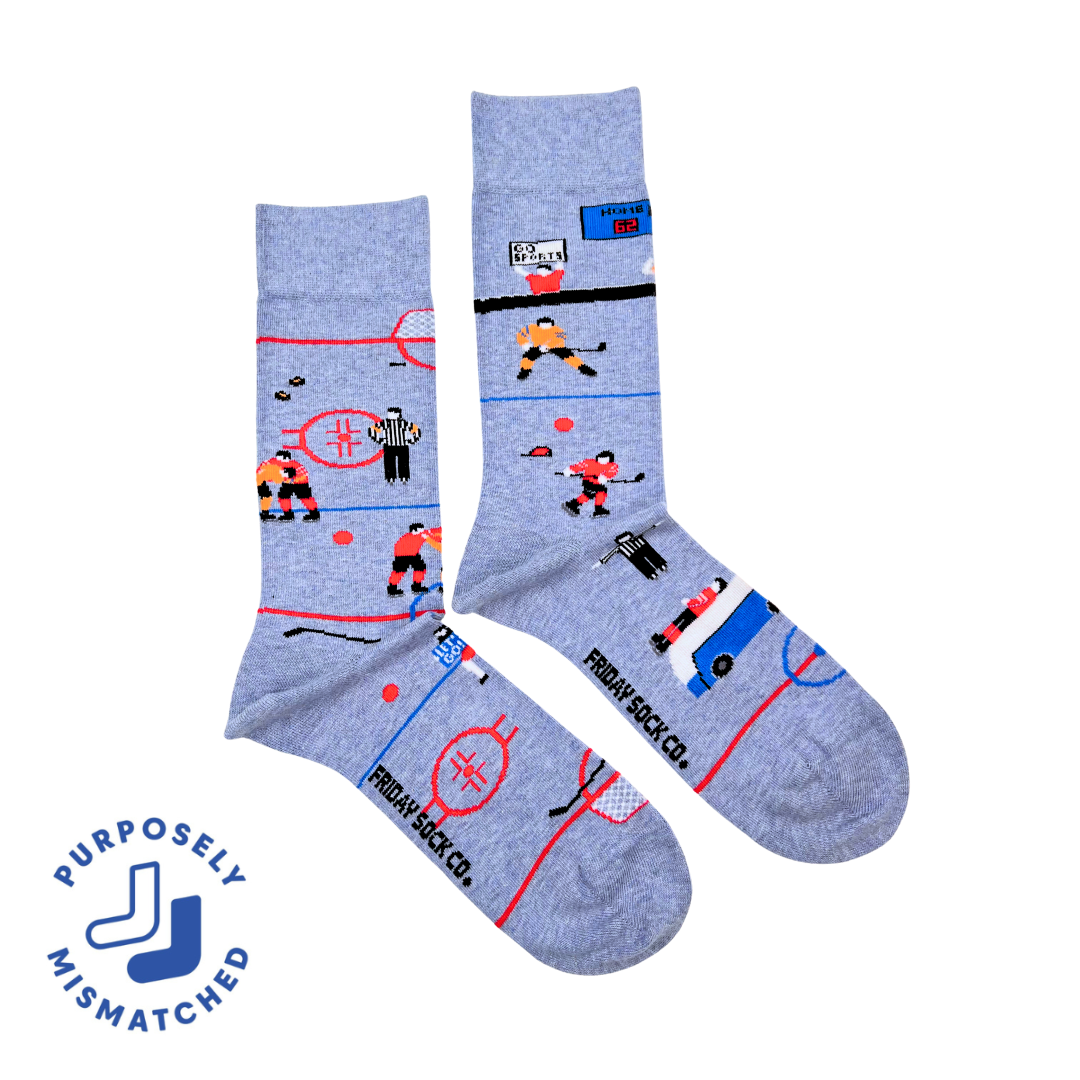 Friday Sock Co. - Men’s Funny Hockey Mid-Calf Scene Socks