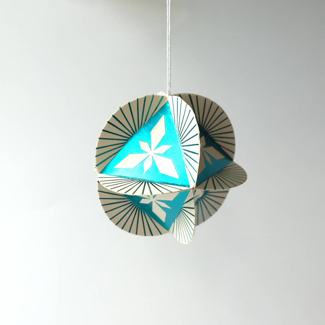 Kiss the Paper - Ornament Kit (Teal/Cream) Prism 8 Sided