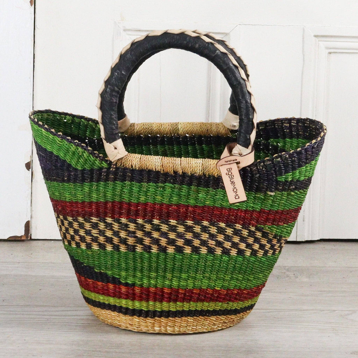 Big Blue Moma - Bolga Basket SMALL U SHOPPER (Variety of Colours)