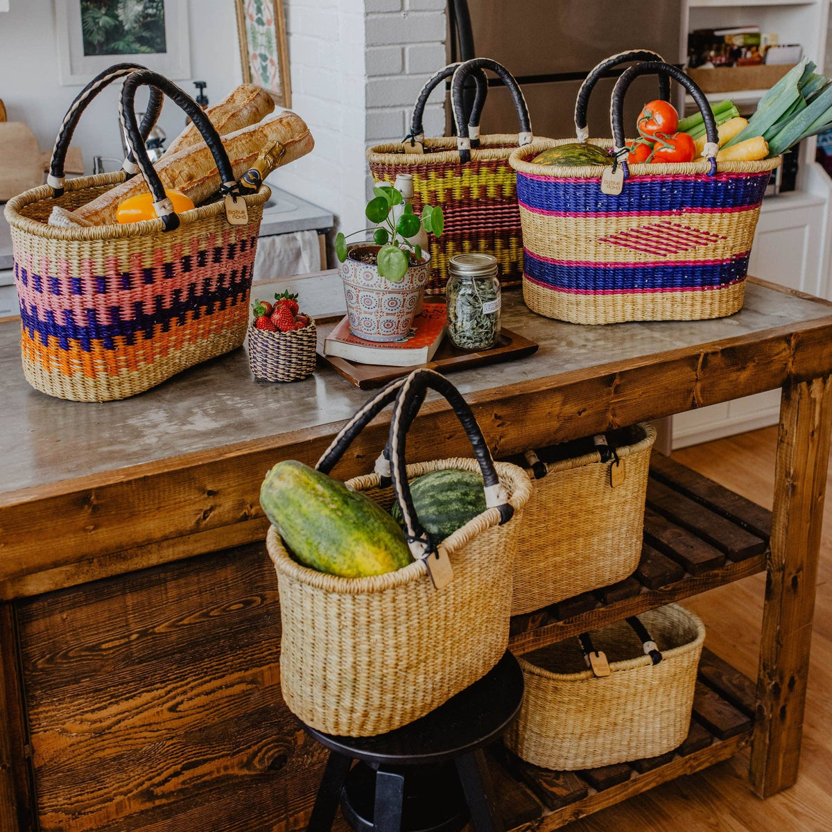 Big Blue Moma - Bolga Basket LARGE OVAL (Variety of Colours)