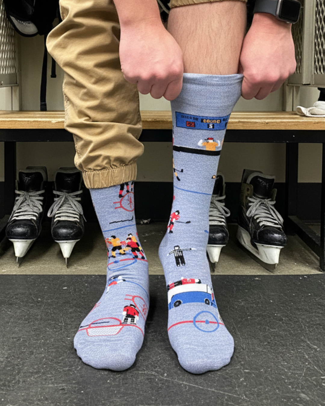 Friday Sock Co. - Men’s Funny Hockey Mid-Calf Scene Socks