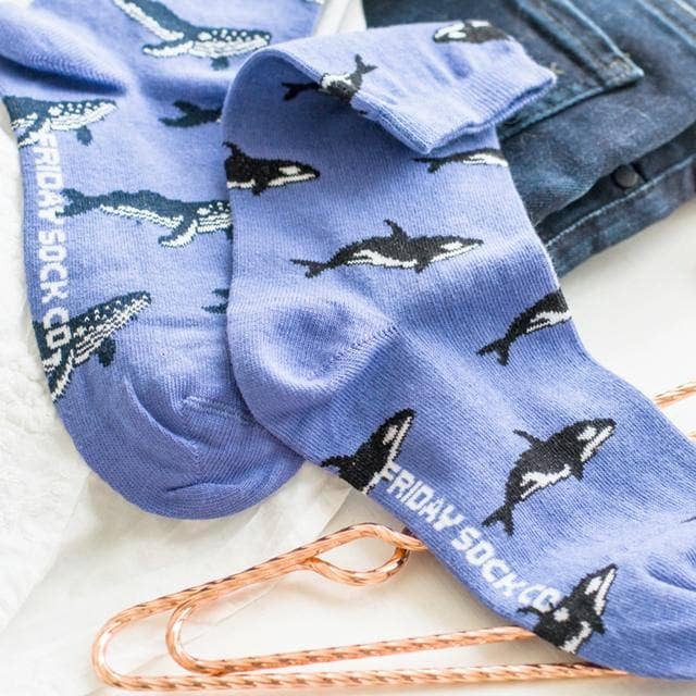 Friday Sock Co. - Men’s Humpback Whale & Orca Mid-Calf Socks