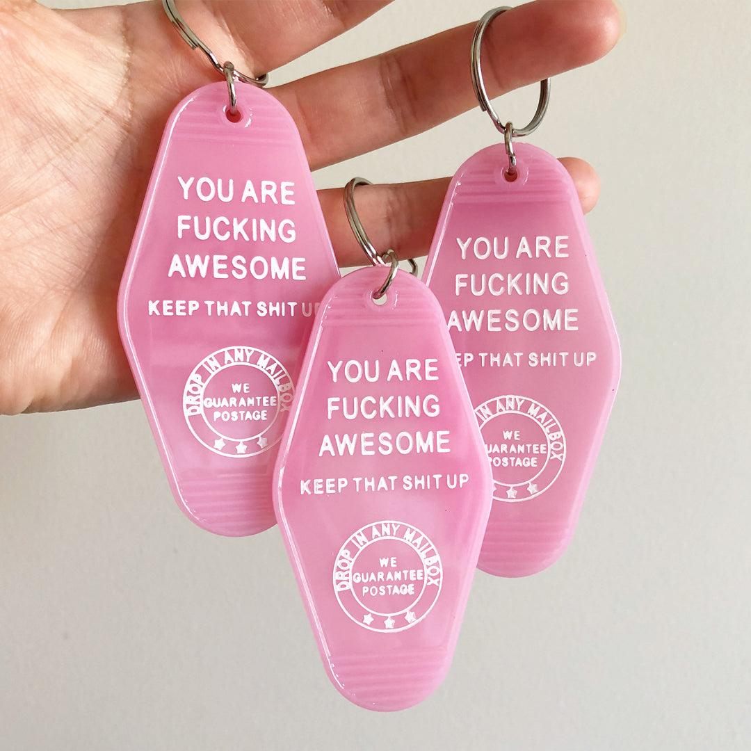 pixel paper hearts - YOU ARE FUCKING AWESOME Keychain
