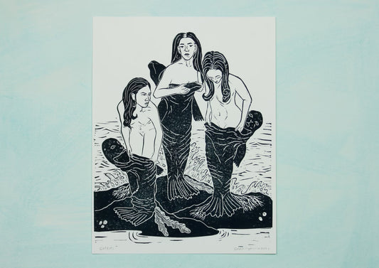 Erin Hollingshead - "Selkies" Linocut Print
