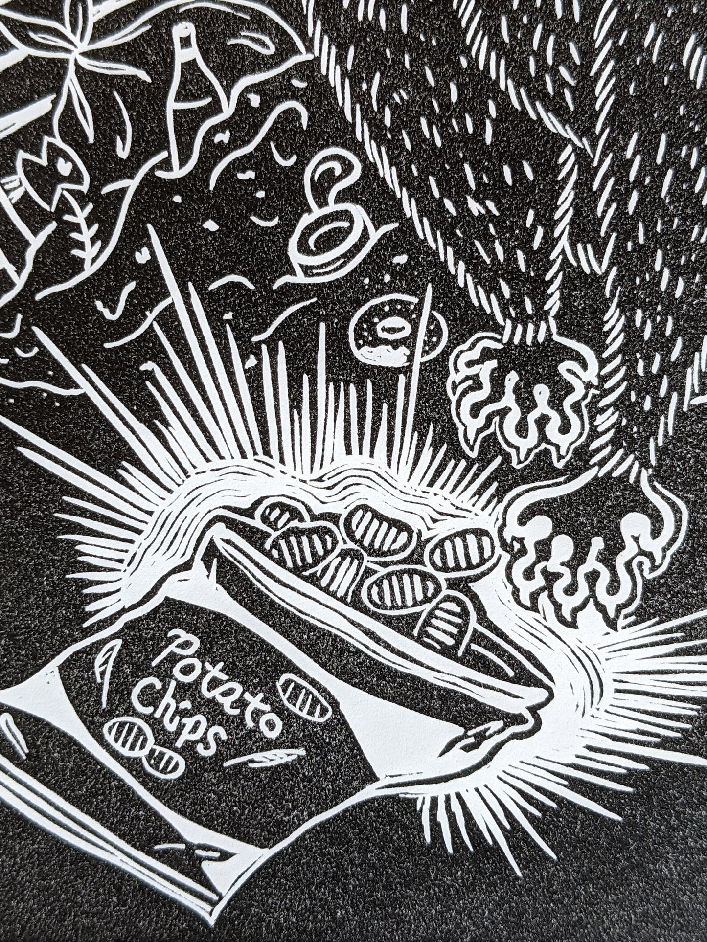 Sang'd Encre Studio - "Midnight Snack" Linocut Print