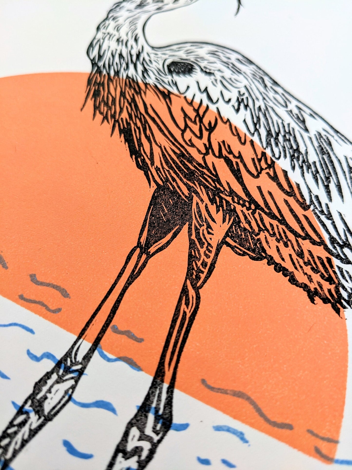 Sang'd Encre Studio - "Heron" Linocut Print