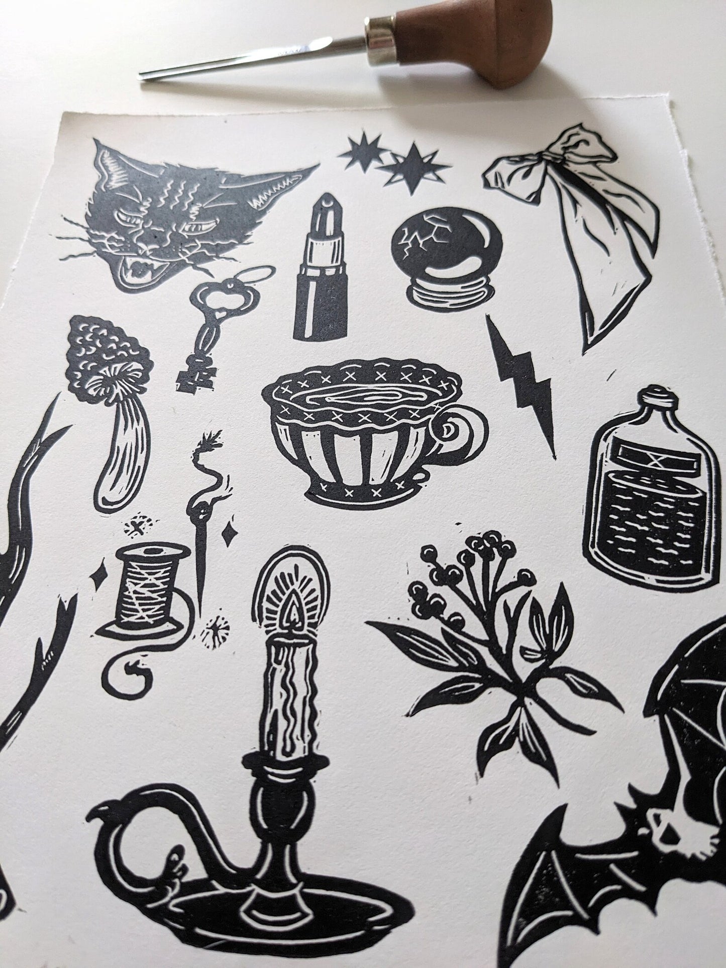 Sang'd Encre Studio - "Season Of The Witch" Linocut Print